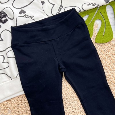 Conj. Casaco de Moletom Love com Capuz e Calça Legging Flare - Off White e Preto